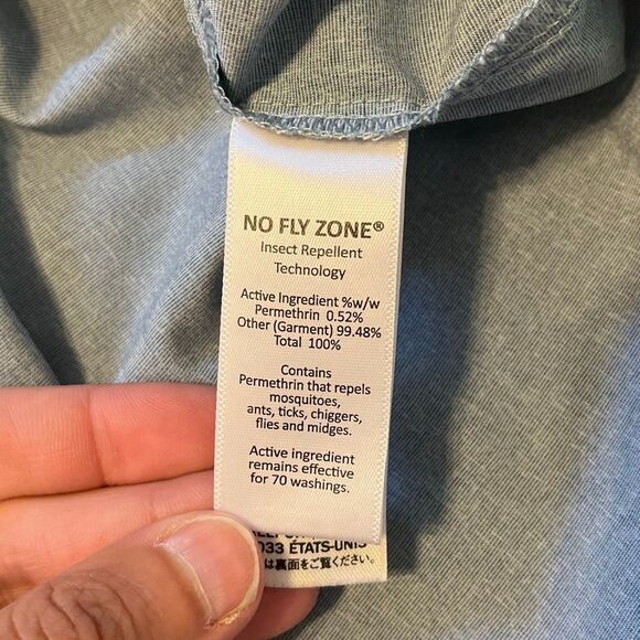L.L. Bean Blue No Fly Zone Long Sleeve Shirt Large - Picture 8 of 8
